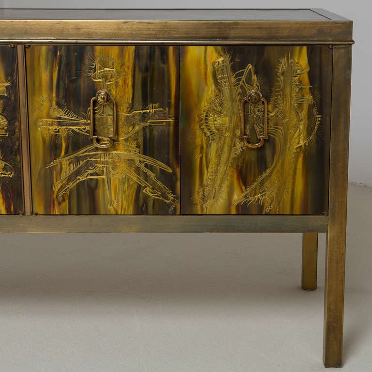 An Acid Etched Sideboard by Bernhard Rohne for Mastercraft 1970's In Excellent Condition In London, GB