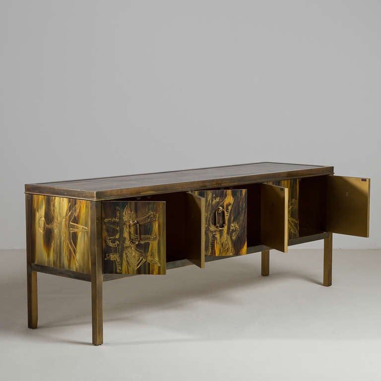 American An Acid Etched Sideboard by Bernhard Rohne for Mastercraft 1970's