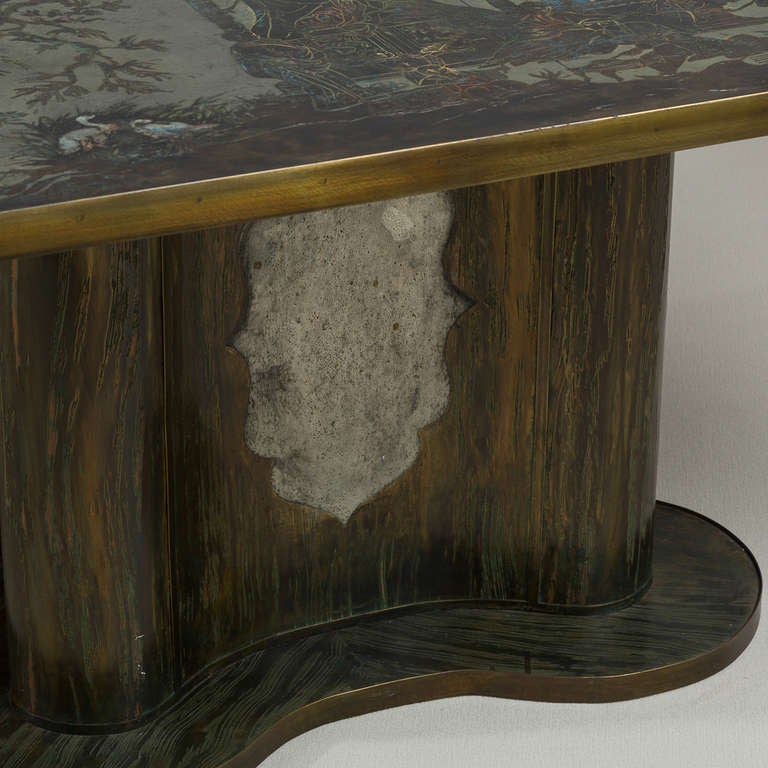 A Rare Square Chan Bronze and Pewter Centre Table by Philip and Kelvin LaVerne, circa 1965