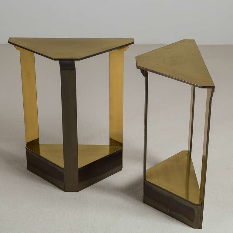 A Pair of Brass Console Tables by John Saladino for Baker 1984 In Good Condition In London, GB