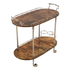 A Lacquered, Goatskin Bar Cart by Aldo Tura