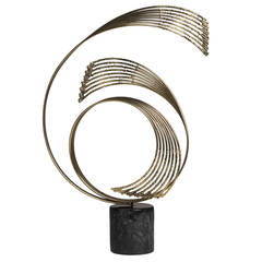 A Bronze Wave Table Sculpture by Curtis Jere 1970s