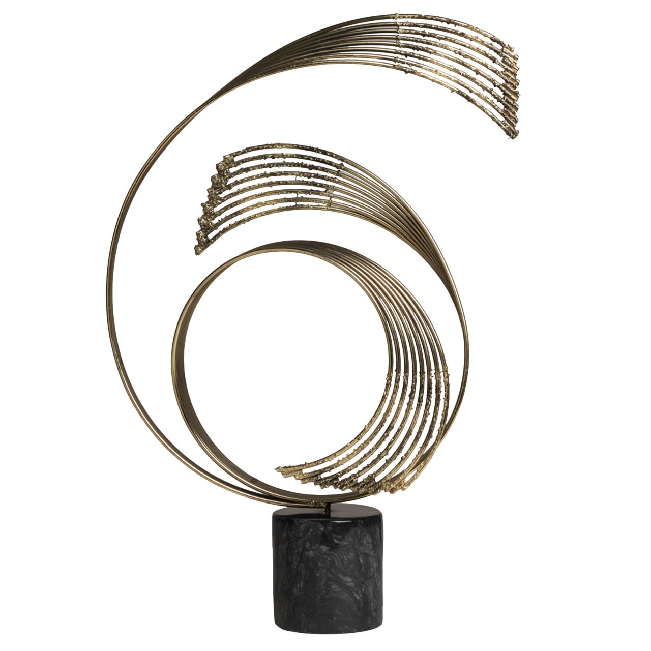 A Bronze Wave Table Sculpture by Curtis Jere 1970s