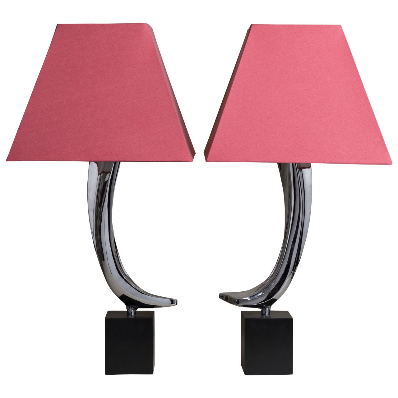 Pair of Nickel-Plated Table Lamps by Laurel, USA, 1960s For Sale