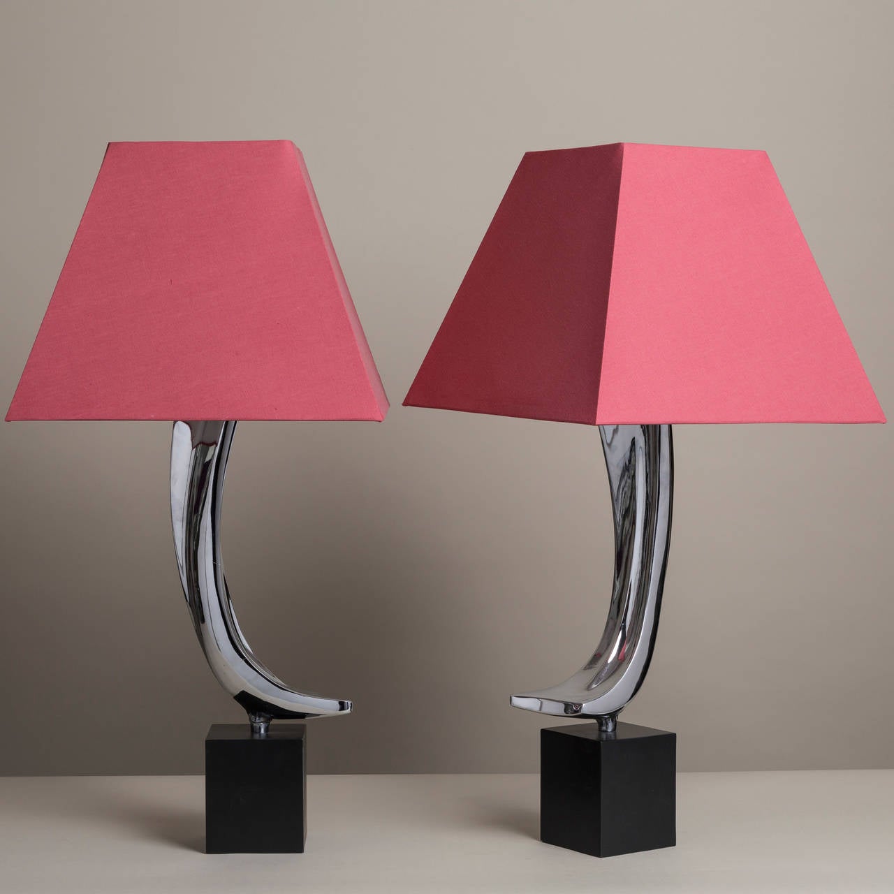 American Pair of Nickel-Plated Table Lamps by Laurel, USA, 1960s For Sale