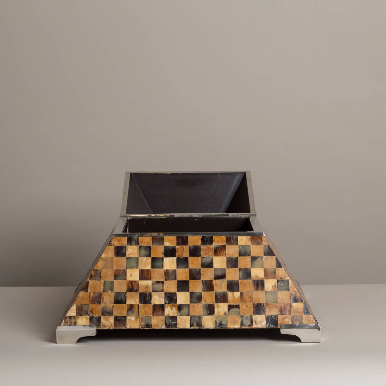 Late 20th Century A Large Tortoiseshell Veneered Lidded Pyramid Box 1970s