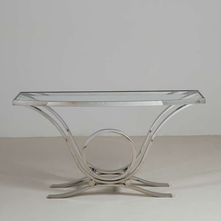 A Karl Springer Style Nickel Framed Console Table 1980s In Good Condition In London, GB