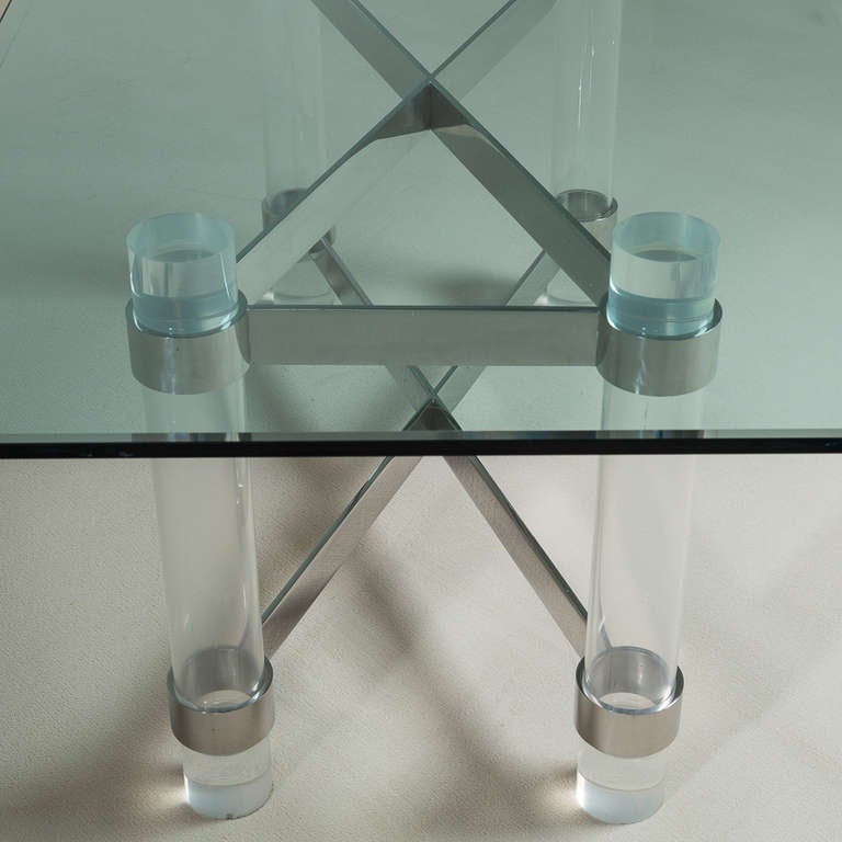 Late 20th Century Superb Lucite and Chromium Steel Based Dining Table 1970s For Sale