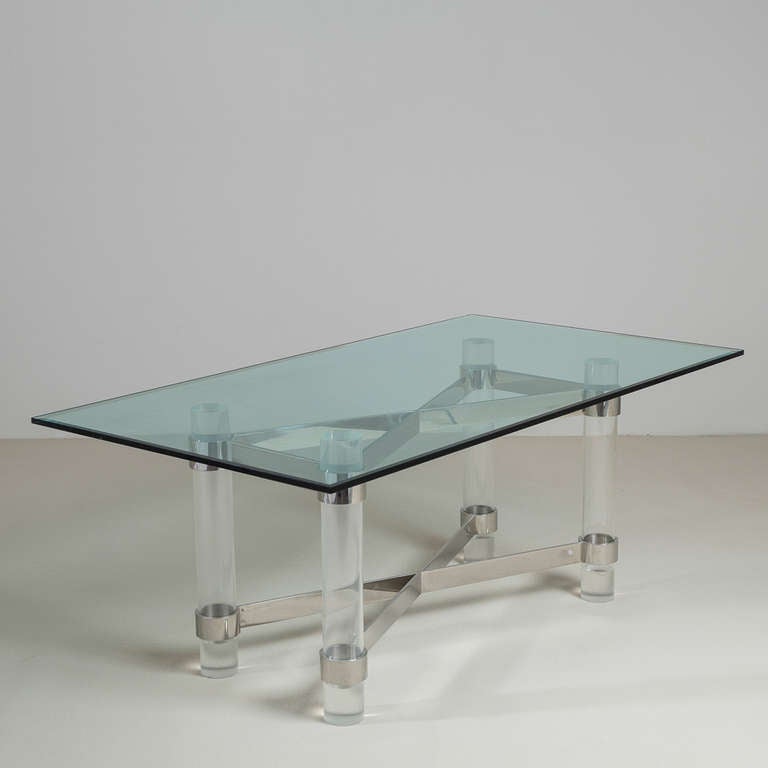 Superb Lucite and Chromium Steel Based Dining Table 1970s In Excellent Condition For Sale In London, GB