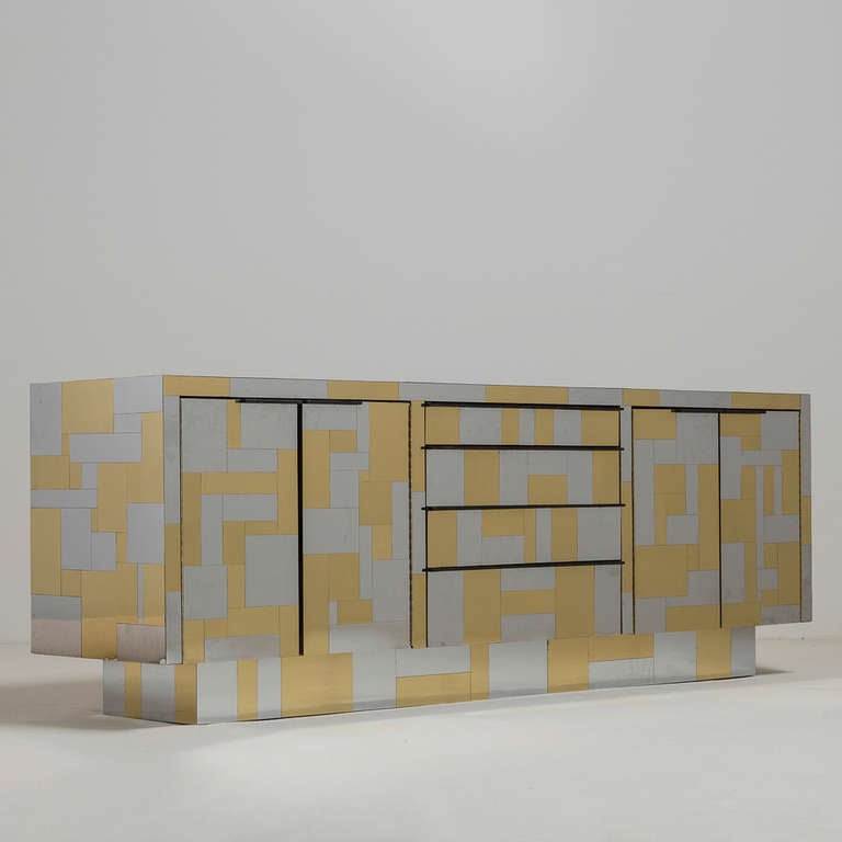 A brass and chrome cabinet designed by Paul Evans for Directional Cityscape Series 1970's.