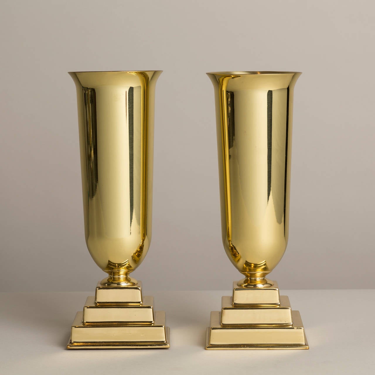 A pair of brass vases by Revell Ware 1960s stamped