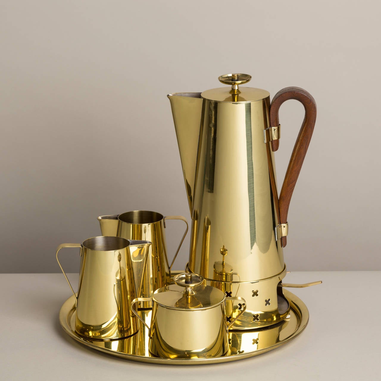 A Superb Original Five Piece Coffee Set designed by Parzinger for Dorlyn 1950s stamped