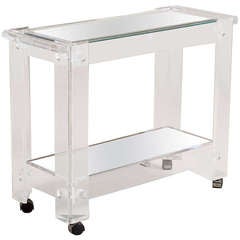 A Lucite Barcart with Mirrored Glass Top on Castors 1970s