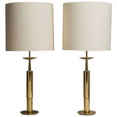Elegant Pair of Brass Table Lamps by Stiffel, USA 1970s