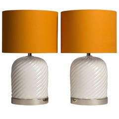 A Pair of Tommaso Barbi style Glazed Ceramic Table Lamps 1970s