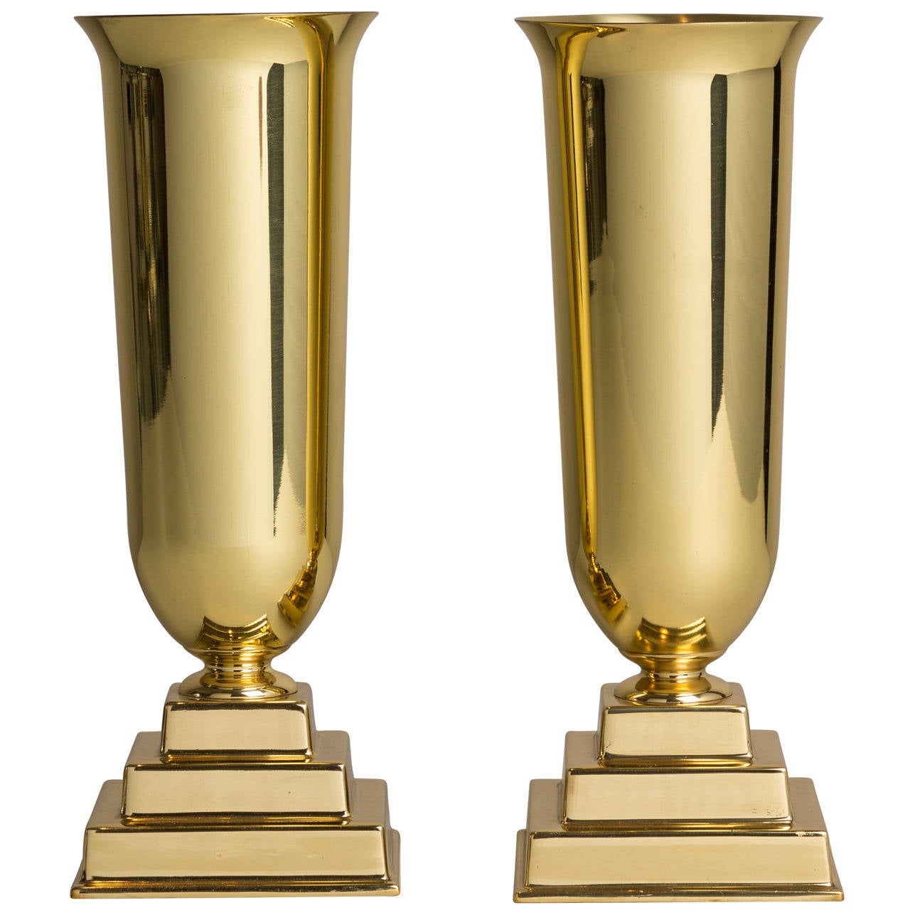 Pair of Brass Vases by Revell Ware 1960s Stamped at 1stDibs