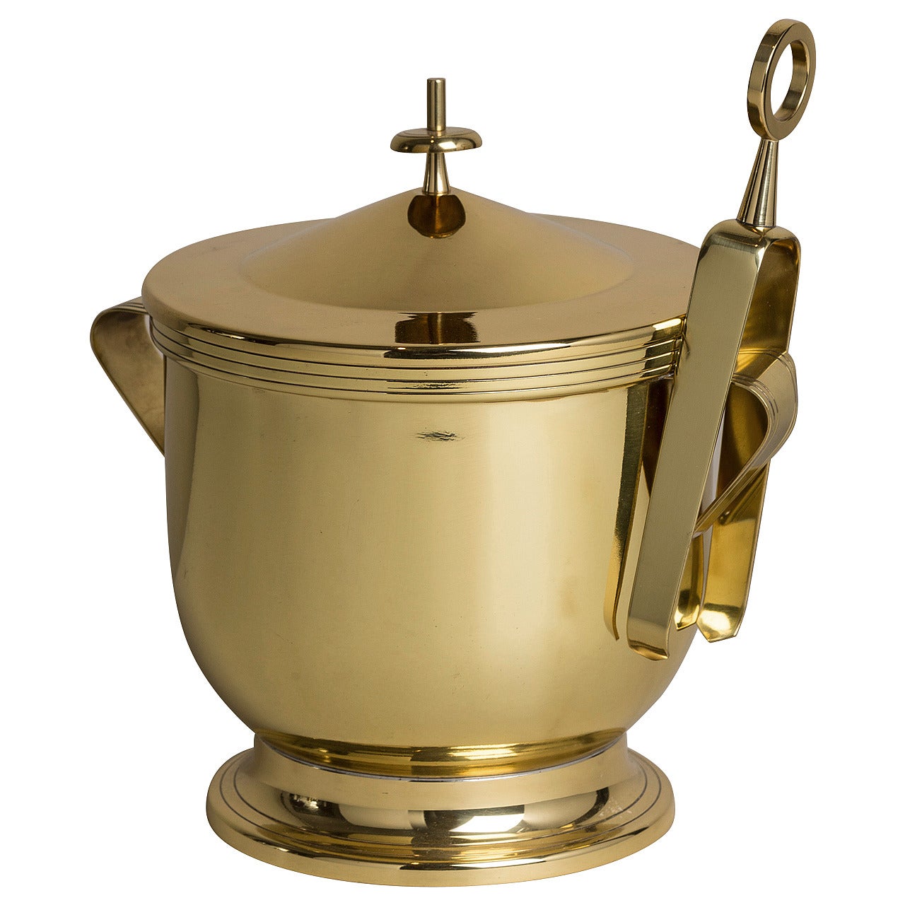 A Brass Ice Bucket and Tongs designed by Parzinger 1950s stamped
