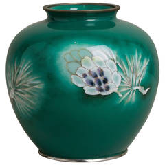 A Japanese Cloisonné Green Enamel Vase by Ando circa 1960 A Japanese Cloisonné Green Enamel Vase by Ando circa 1960