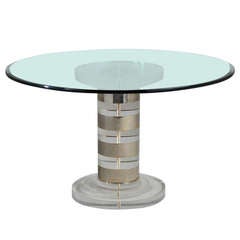 A Lion in Frost designed Lucite and Steel Pedestal Table 1970s