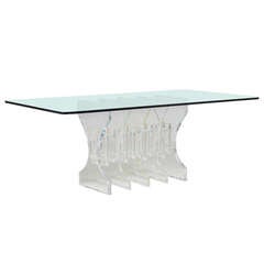 A Large Hourglass Shaped Lucite Based Dining Table 1970s