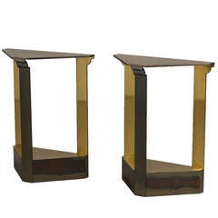 A Pair of Brass Console Tables by John Saladino for Baker 1984