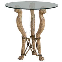 A Rare Leopard Metal Side Table with Patinated Finish 1960s