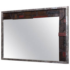 Brutal Part Silver Leafed Lane Designed Mirror, USA, 1960s 2