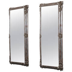 A Large Italian Silver Gilt Mirror with Acanthus Detail