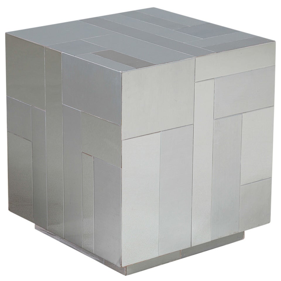 A Paul Evans Style Chrome Cube Side Table 1980s