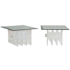 Pair of Verano Designed Lucite and Glass Side Tables, 1970s 1