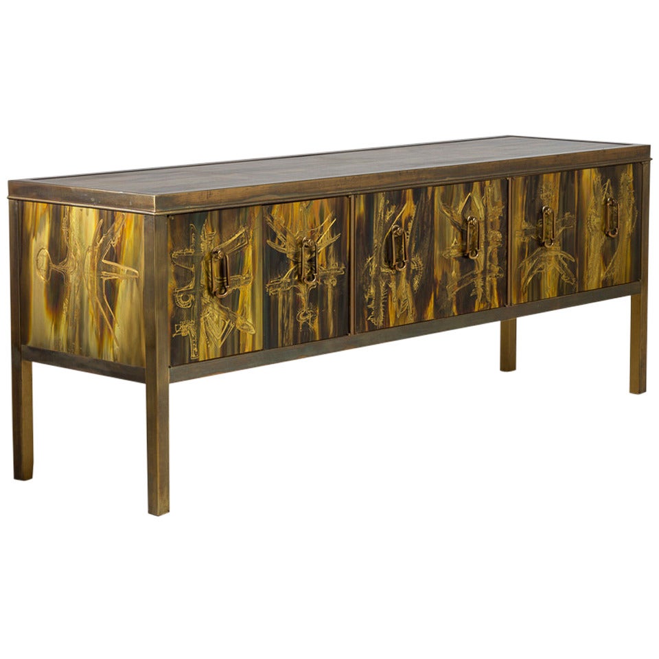 An Acid Etched Sideboard by Bernhard Rohne for Mastercraft 1970's