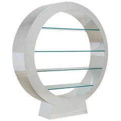 A Large Chrome Circular Etagere with Glass Shelves 1980s