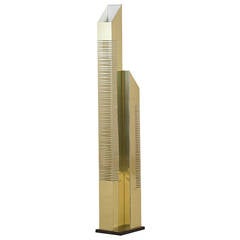 Rare Curtis Jere Brass Skyscraper Floor Lamp, 1979