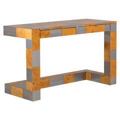 Burr and Chrome Cityscape Desk Designed by Paul Evans, 1970s Burr and Chrome Cityscape Desk Designed by Paul Evans, 1970s