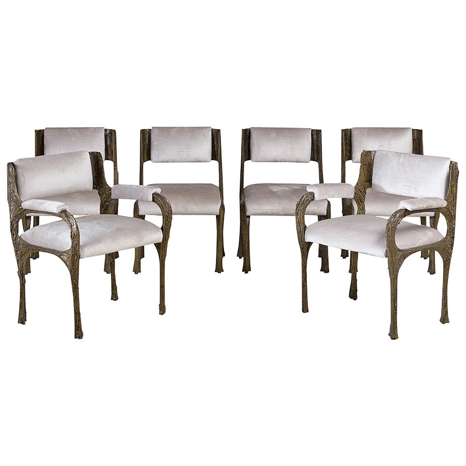 Set of Six Bronze Resin Chairs by Paul Evans, Late 1960s