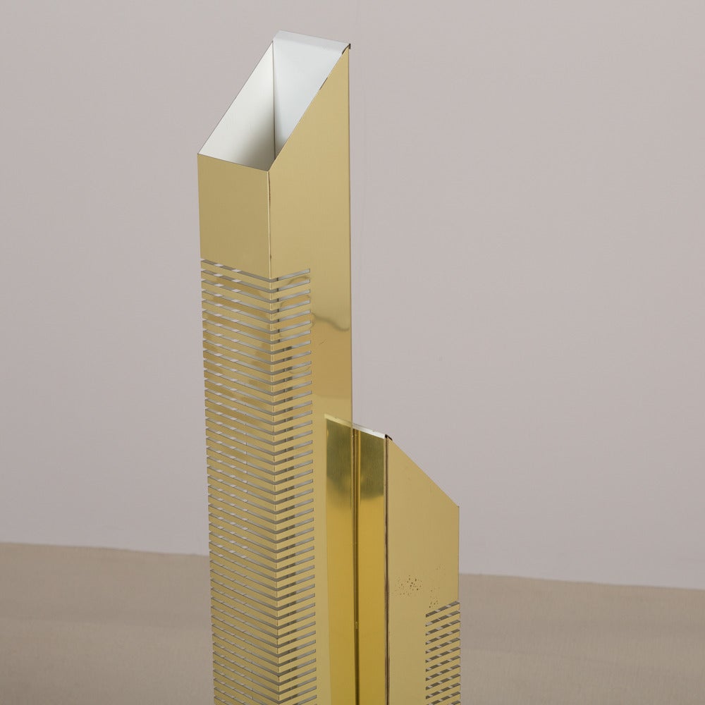 Saint Pierre and Miquelon Rare Curtis Jere Brass Skyscraper Floor Lamp, 1979