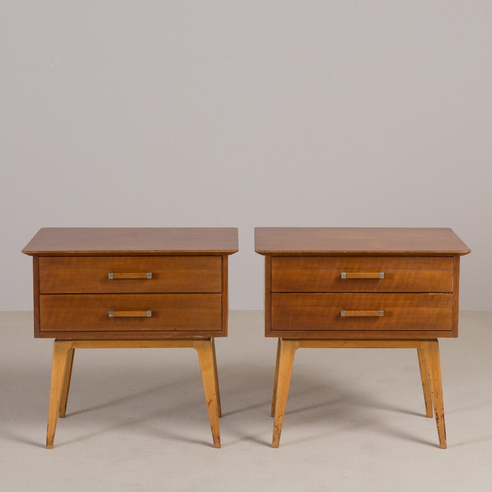 A pair of two-drawer side cabinets designed by Renzo Rutili of Johnson Furniture for John Stuart, 1950s stamped

Prices include 20% VAT which is removed for items shipped outside the EU.