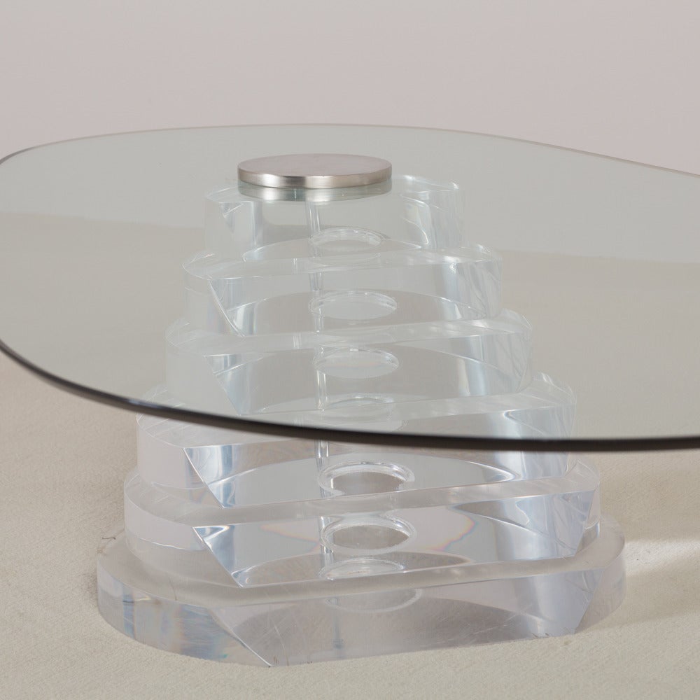 Late 20th Century Superb Stacked Lucite Cantilevered Coffee Table