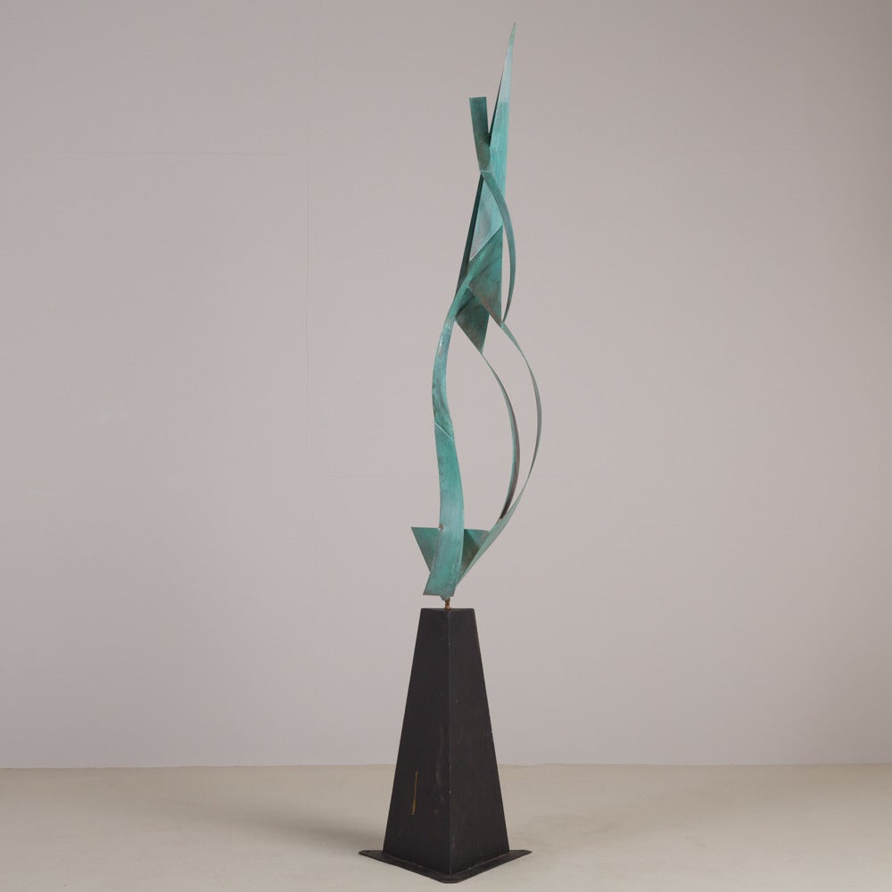 Patinated Metal Floor Sculpture by Curtis Jere, 2002 In Excellent Condition In London, GB