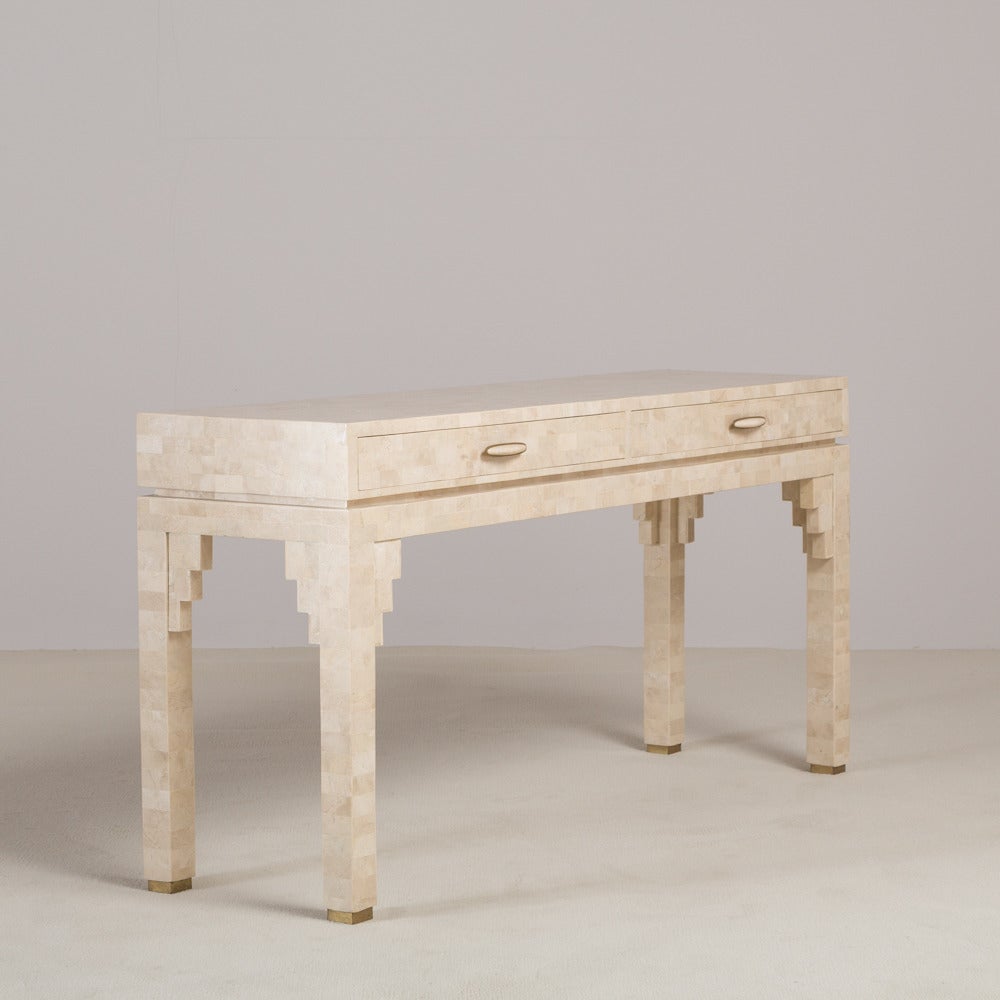 Maitland-Smith Tessellated Stone Console Table, 1980s, Stamped