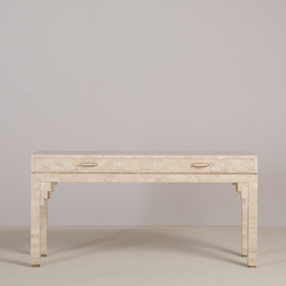 Veneer Maitland-Smith Tessellated Stone Console Table, 1980s, Stamped