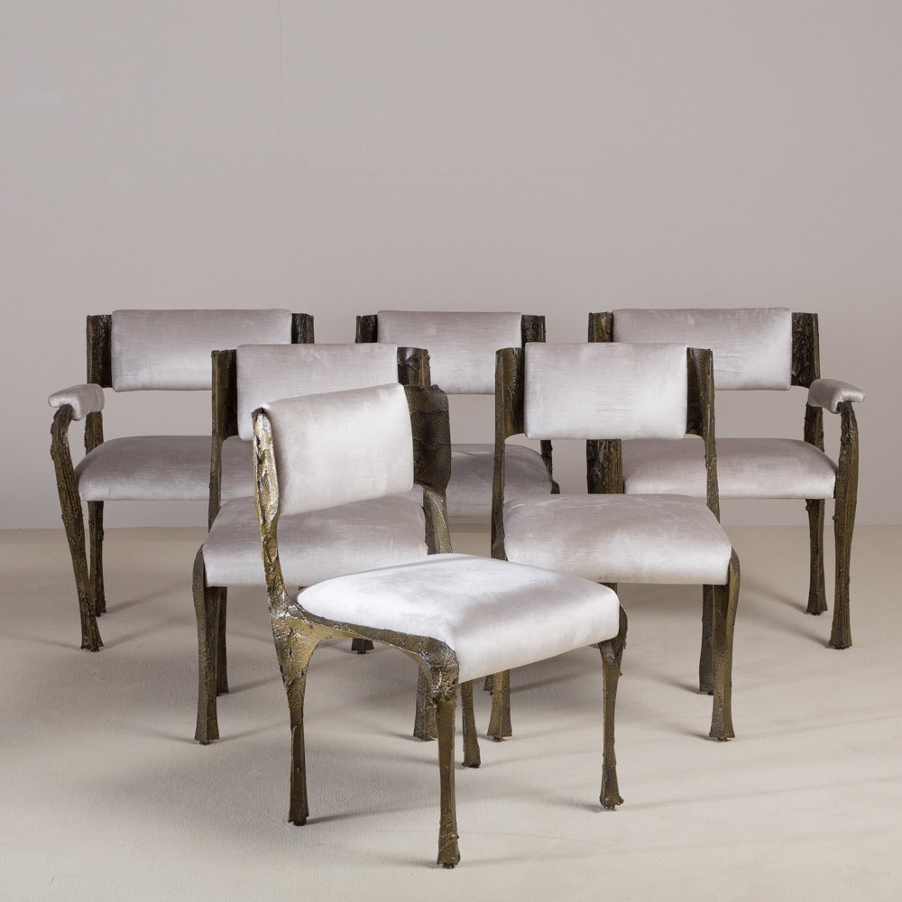 Set of Six Bronze Resin Chairs by Paul Evans, Late 1960s In Excellent Condition In London, GB