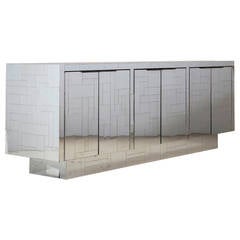 Paul Evans designed Six Door Chrome Cityscape Cabinet, 1980s