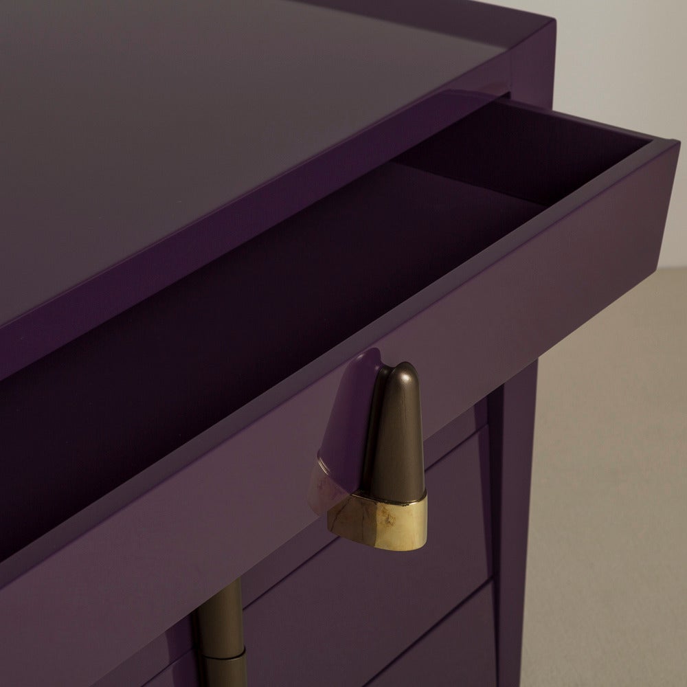 Aubergine Lacquered Eight-Drawer Commode, 1950s 1