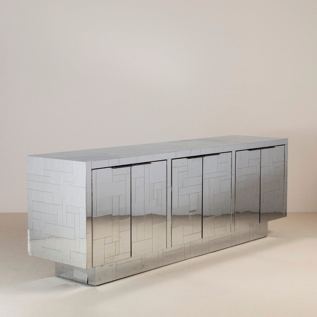 Paul Evans designed Six Door Chrome Cityscape Cabinet, 1980s