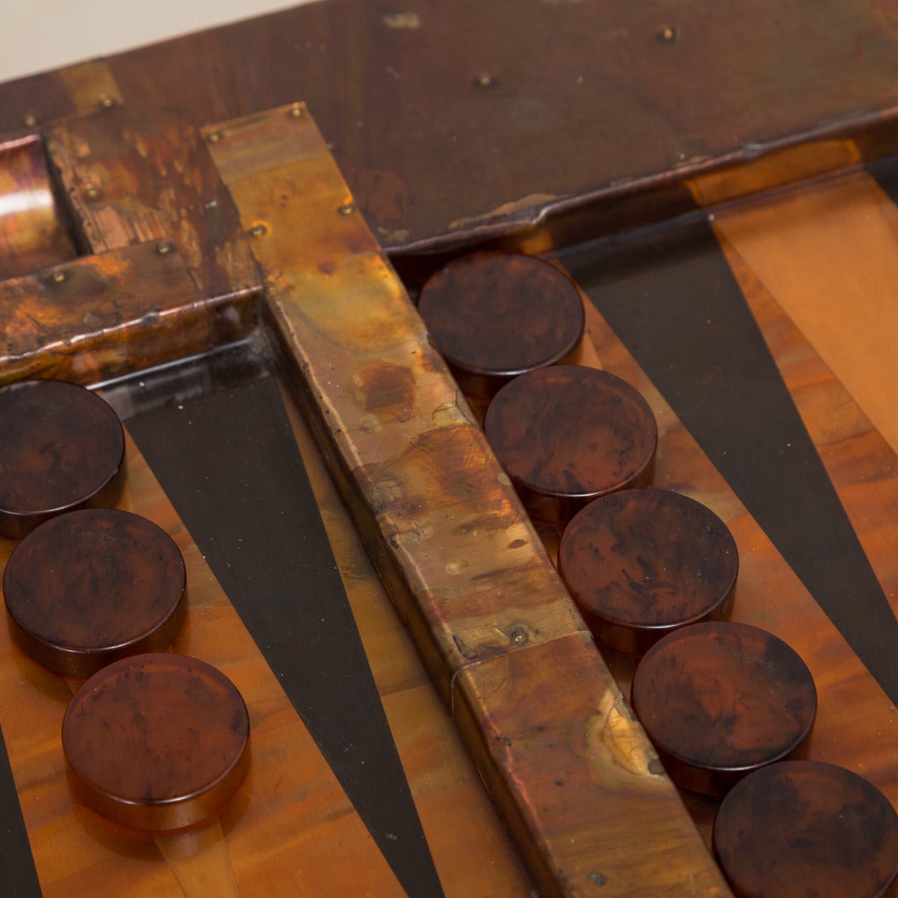 Lacquered Copper Wrapped Backgammon Board, 1980s In Excellent Condition In London, GB
