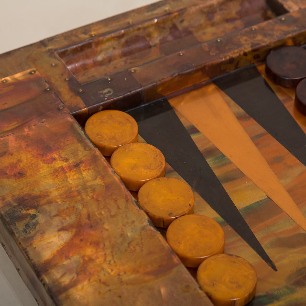 Late 20th Century Lacquered Copper Wrapped Backgammon Board, 1980s