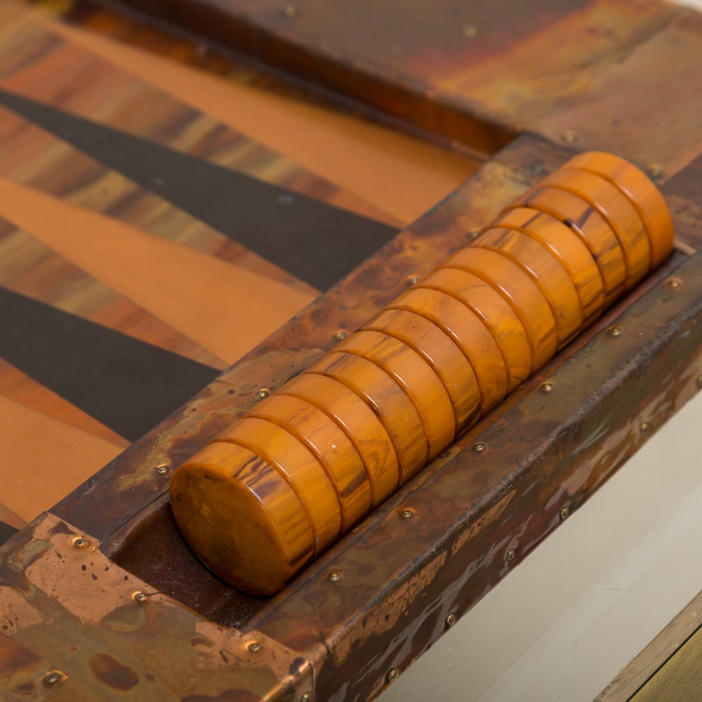 Lacquered Copper Wrapped Backgammon Board, 1980s 1