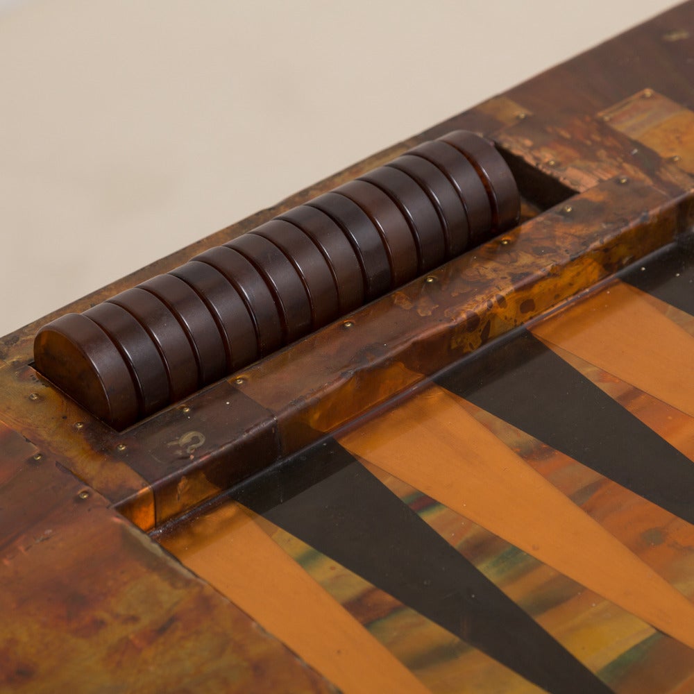Lacquered Copper Wrapped Backgammon Board, 1980s 2