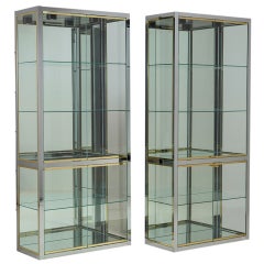 Pair of DIA Chrome and Brass Glazed Cabinets, 1980s